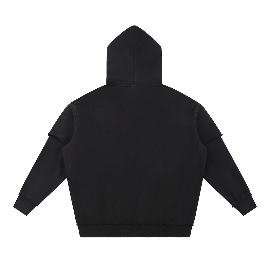 Righteous Snow Washed Raw Edge Double Layered Hoodie