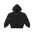 Righteous Contrast-Stitched Boxy Fleece Zip Hoodie