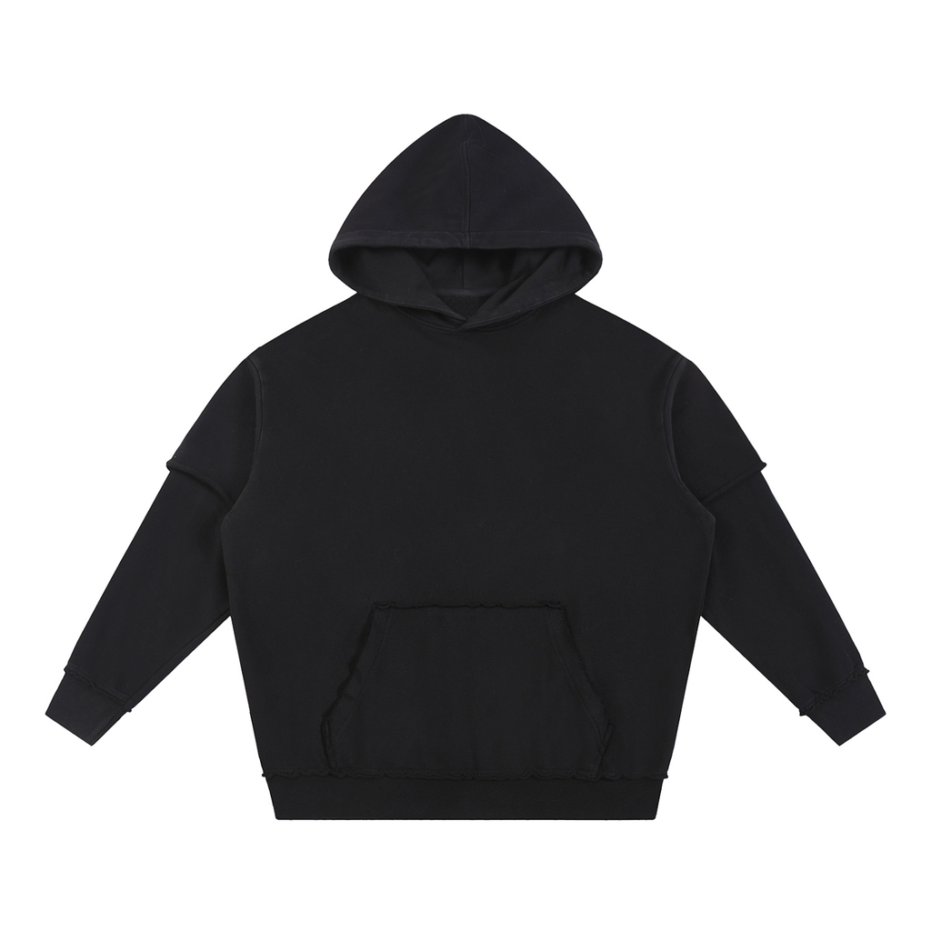 Righteous Snow Washed Raw Edge Double Layered Hoodie