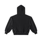 Righteous Contrast-Stitched Boxy Fleece Zip Hoodie
