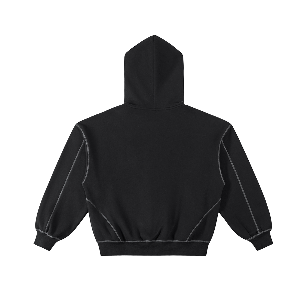 Righteous Contrast-Stitched Boxy Fleece Zip Hoodie