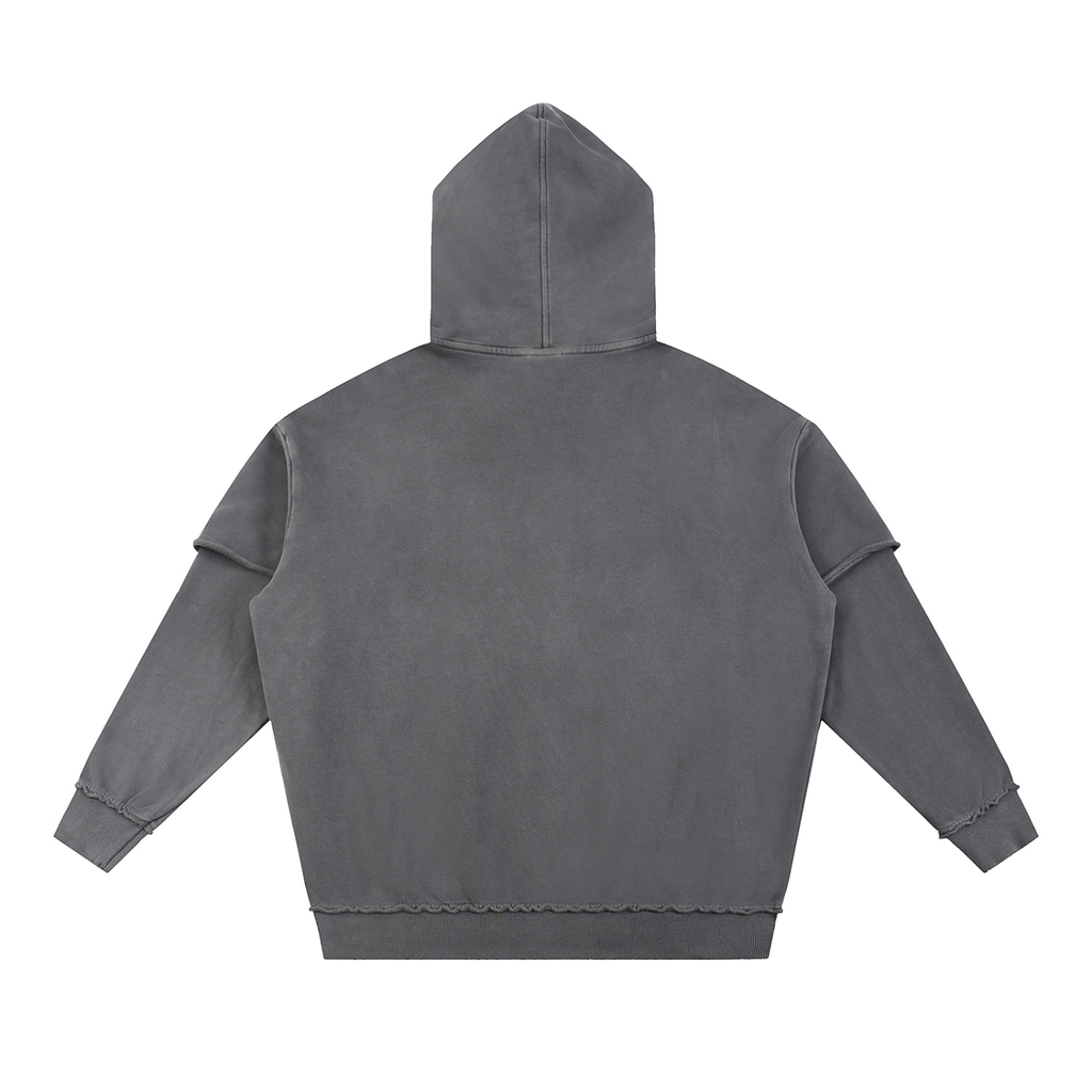 Righteous Snow Washed Raw Edge Double Layered Hoodie