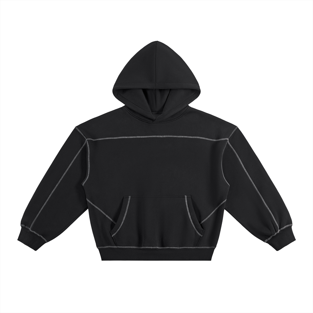 Righteous Contrast-Stitched Boxy Fleece Hoodie
