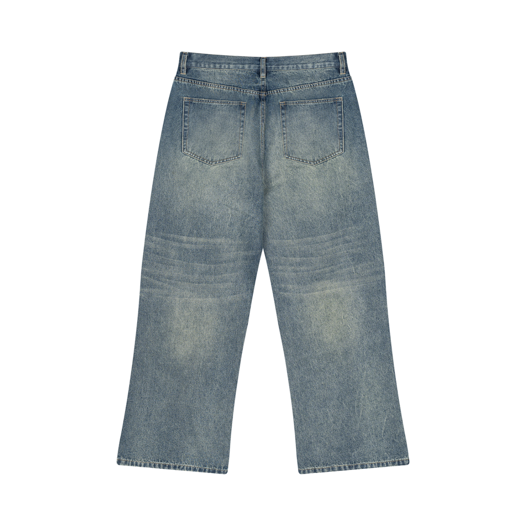 Righteous Men's Vintage Wash Wide Leg Jeans - Blue Wash