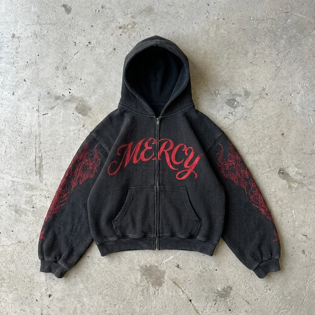 Crimson Mercy – Thermal Zip Hoodie