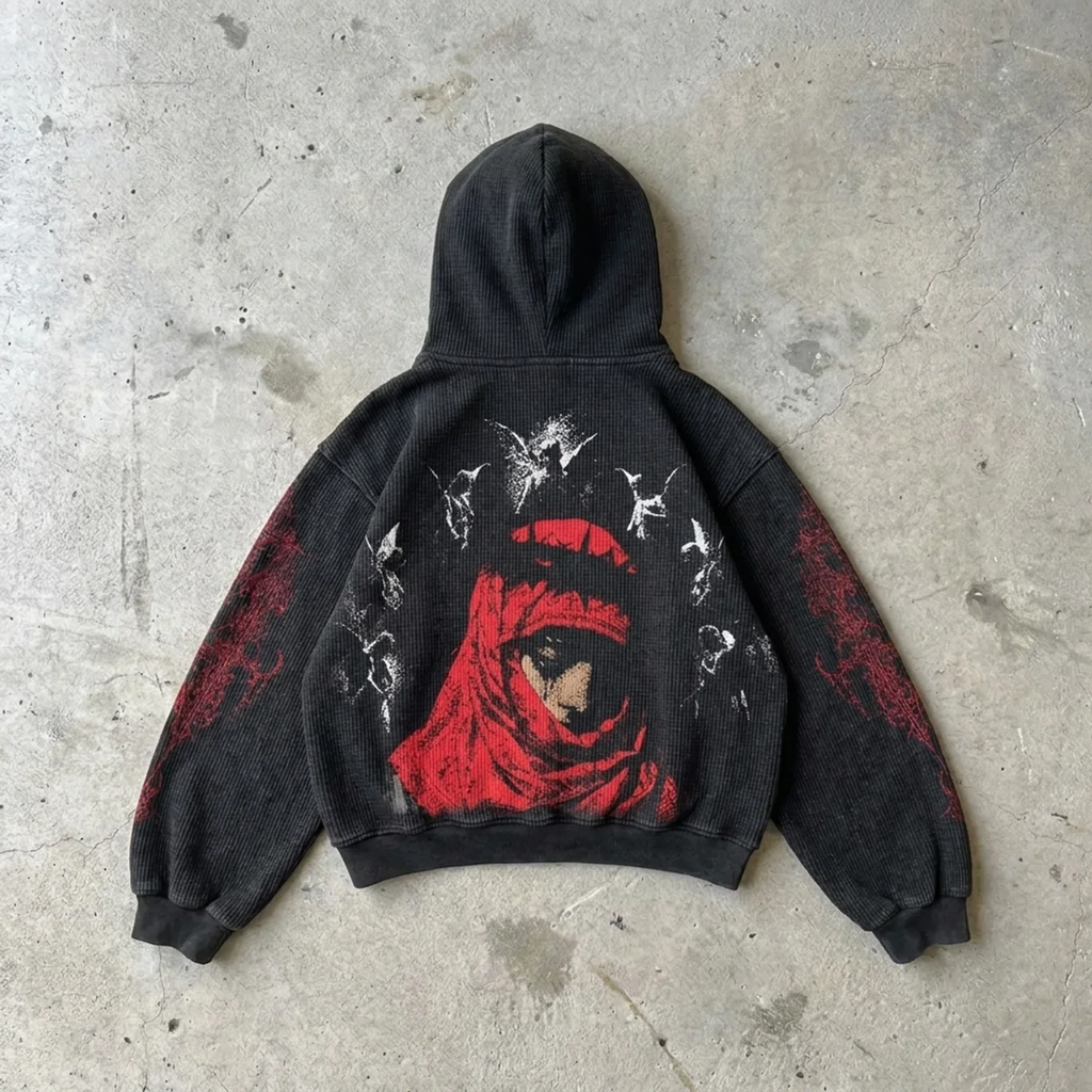Crimson Mercy – Thermal Zip Hoodie