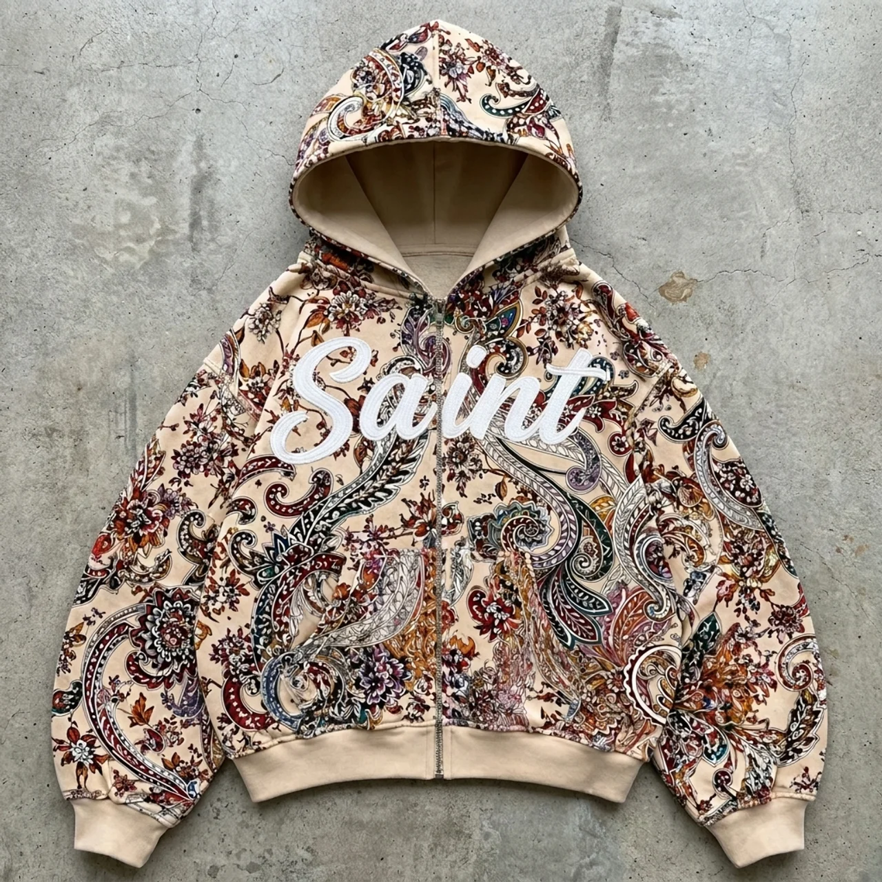 Divine Bloom – Paisley Zip Hoodie