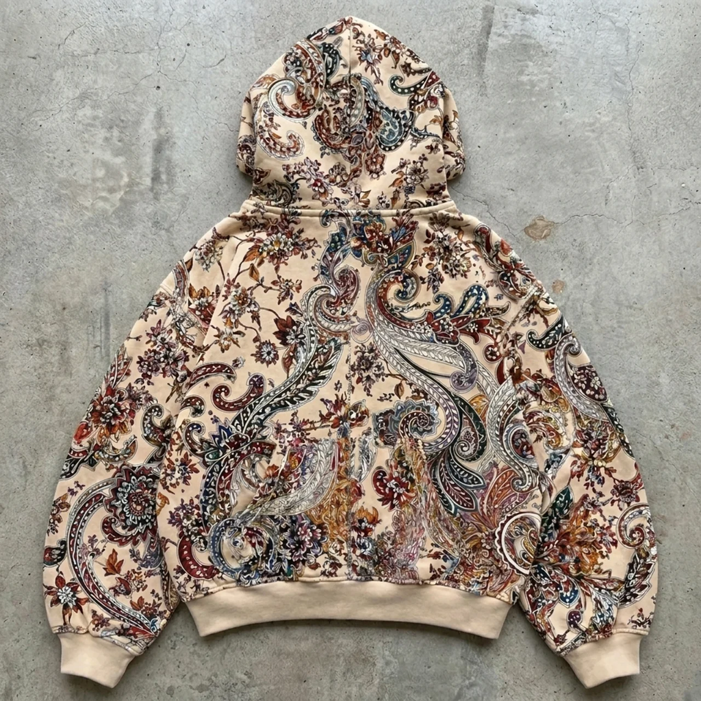 Divine Bloom – Paisley Zip Hoodie